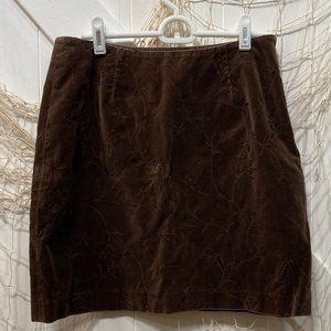 Brown Patterned Velour Skirt